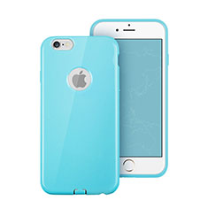 Silikon Schutzhülle Gummi Tasche Loch für Apple iPhone 6S Plus Hellblau