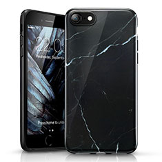 Silikon Schutzhülle Gummi Tasche Marmor Muster für Apple iPhone 7 Schwarz