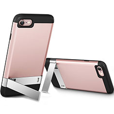 Silikon Schutzhülle Gummi Tasche mit Ständer für Apple iPhone 7 Rosa