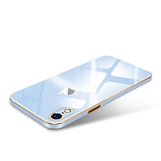 Silikon Schutzhülle Luxus Rahmen Tasche Hülle Durchsichtig Transparent Spiegel für Apple iPhone XR Hellblau