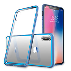 Silikon Schutzhülle Rahmen Tasche Durchsichtig Transparent Spiegel 360 Grad für Apple iPhone Xs Max Blau