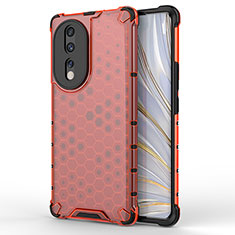 Silikon Schutzhülle Rahmen Tasche Hülle Durchsichtig Transparent 360 Grad Ganzkörper AM1 für Huawei Honor 80 5G Rot