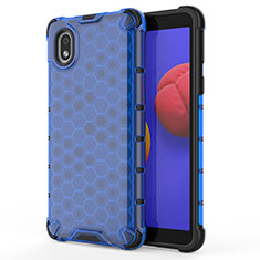 Silikon Schutzhülle Rahmen Tasche Hülle Durchsichtig Transparent 360 Grad Ganzkörper AM1 für Samsung Galaxy A01 Core Blau