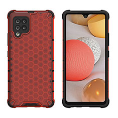 Silikon Schutzhülle Rahmen Tasche Hülle Durchsichtig Transparent 360 Grad Ganzkörper AM1 für Samsung Galaxy A42 5G Rot