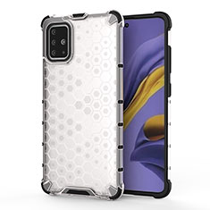 Silikon Schutzhülle Rahmen Tasche Hülle Durchsichtig Transparent 360 Grad Ganzkörper AM1 für Samsung Galaxy A51 4G Weiß