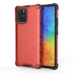 Silikon Schutzhülle Rahmen Tasche Hülle Durchsichtig Transparent 360 Grad Ganzkörper AM1 für Samsung Galaxy A91 Rot