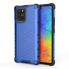 Silikon Schutzhülle Rahmen Tasche Hülle Durchsichtig Transparent 360 Grad Ganzkörper AM1 für Samsung Galaxy M80S Blau