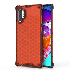 Silikon Schutzhülle Rahmen Tasche Hülle Durchsichtig Transparent 360 Grad Ganzkörper AM1 für Samsung Galaxy Note 10 Plus 5G Rot