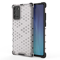 Silikon Schutzhülle Rahmen Tasche Hülle Durchsichtig Transparent 360 Grad Ganzkörper AM1 für Samsung Galaxy Note 20 5G Weiß