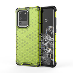 Silikon Schutzhülle Rahmen Tasche Hülle Durchsichtig Transparent 360 Grad Ganzkörper AM1 für Samsung Galaxy S20 Ultra 5G Grün