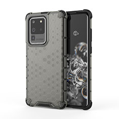 Silikon Schutzhülle Rahmen Tasche Hülle Durchsichtig Transparent 360 Grad Ganzkörper AM1 für Samsung Galaxy S20 Ultra 5G Schwarz