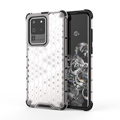 Silikon Schutzhülle Rahmen Tasche Hülle Durchsichtig Transparent 360 Grad Ganzkörper AM1 für Samsung Galaxy S20 Ultra 5G Weiß