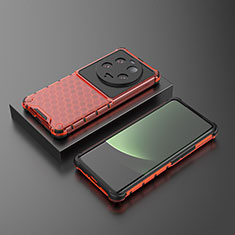 Silikon Schutzhülle Rahmen Tasche Hülle Durchsichtig Transparent 360 Grad Ganzkörper AM1 für Xiaomi Mi 13 Ultra 5G Rot