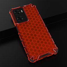 Silikon Schutzhülle Rahmen Tasche Hülle Durchsichtig Transparent 360 Grad Ganzkörper AM2 für Oppo A57 4G Rot