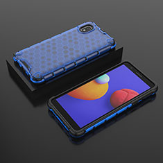 Silikon Schutzhülle Rahmen Tasche Hülle Durchsichtig Transparent 360 Grad Ganzkörper AM2 für Samsung Galaxy A01 Core Blau