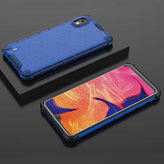 Silikon Schutzhülle Rahmen Tasche Hülle Durchsichtig Transparent 360 Grad Ganzkörper AM2 für Samsung Galaxy A10 Blau