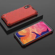 Silikon Schutzhülle Rahmen Tasche Hülle Durchsichtig Transparent 360 Grad Ganzkörper AM2 für Samsung Galaxy A10 Rot
