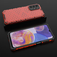 Silikon Schutzhülle Rahmen Tasche Hülle Durchsichtig Transparent 360 Grad Ganzkörper AM2 für Samsung Galaxy A23 4G Rot