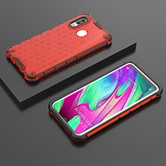 Silikon Schutzhülle Rahmen Tasche Hülle Durchsichtig Transparent 360 Grad Ganzkörper AM2 für Samsung Galaxy A40 Rot