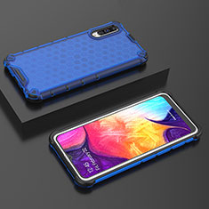 Silikon Schutzhülle Rahmen Tasche Hülle Durchsichtig Transparent 360 Grad Ganzkörper AM2 für Samsung Galaxy A50 Blau