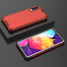Silikon Schutzhülle Rahmen Tasche Hülle Durchsichtig Transparent 360 Grad Ganzkörper AM2 für Samsung Galaxy A50 Rot