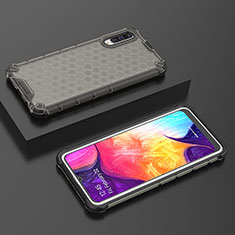 Silikon Schutzhülle Rahmen Tasche Hülle Durchsichtig Transparent 360 Grad Ganzkörper AM2 für Samsung Galaxy A50 Schwarz