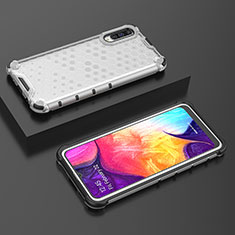 Silikon Schutzhülle Rahmen Tasche Hülle Durchsichtig Transparent 360 Grad Ganzkörper AM2 für Samsung Galaxy A50 Weiß