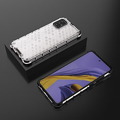 Silikon Schutzhülle Rahmen Tasche Hülle Durchsichtig Transparent 360 Grad Ganzkörper AM2 für Samsung Galaxy A51 4G Weiß