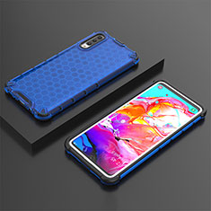Silikon Schutzhülle Rahmen Tasche Hülle Durchsichtig Transparent 360 Grad Ganzkörper AM2 für Samsung Galaxy A70 Blau
