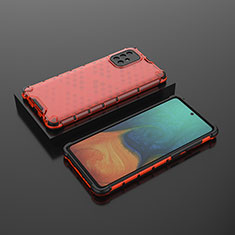Silikon Schutzhülle Rahmen Tasche Hülle Durchsichtig Transparent 360 Grad Ganzkörper AM2 für Samsung Galaxy A71 4G A715 Rot