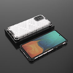 Silikon Schutzhülle Rahmen Tasche Hülle Durchsichtig Transparent 360 Grad Ganzkörper AM2 für Samsung Galaxy A71 4G A715 Weiß