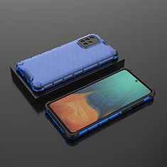 Silikon Schutzhülle Rahmen Tasche Hülle Durchsichtig Transparent 360 Grad Ganzkörper AM2 für Samsung Galaxy A71 5G Blau