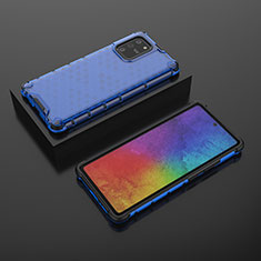 Silikon Schutzhülle Rahmen Tasche Hülle Durchsichtig Transparent 360 Grad Ganzkörper AM2 für Samsung Galaxy A91 Blau