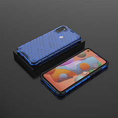 Silikon Schutzhülle Rahmen Tasche Hülle Durchsichtig Transparent 360 Grad Ganzkörper AM2 für Samsung Galaxy M11 Blau