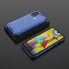 Silikon Schutzhülle Rahmen Tasche Hülle Durchsichtig Transparent 360 Grad Ganzkörper AM2 für Samsung Galaxy M21s Blau