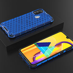 Silikon Schutzhülle Rahmen Tasche Hülle Durchsichtig Transparent 360 Grad Ganzkörper AM2 für Samsung Galaxy M30s Blau