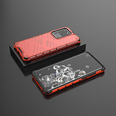 Silikon Schutzhülle Rahmen Tasche Hülle Durchsichtig Transparent 360 Grad Ganzkörper AM2 für Samsung Galaxy S20 Ultra Rot