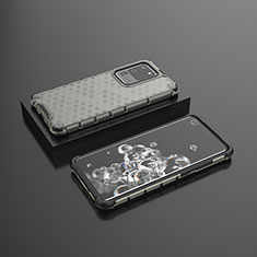 Silikon Schutzhülle Rahmen Tasche Hülle Durchsichtig Transparent 360 Grad Ganzkörper AM2 für Samsung Galaxy S20 Ultra Schwarz