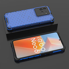 Silikon Schutzhülle Rahmen Tasche Hülle Durchsichtig Transparent 360 Grad Ganzkörper AM2 für Vivo iQOO Neo6 5G Blau