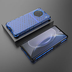Silikon Schutzhülle Rahmen Tasche Hülle Durchsichtig Transparent 360 Grad Ganzkörper AM2 für Vivo X90 5G Blau