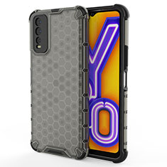 Silikon Schutzhülle Rahmen Tasche Hülle Durchsichtig Transparent 360 Grad Ganzkörper AM2 für Vivo Y11s Schwarz