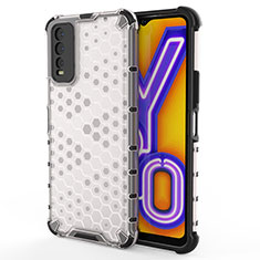 Silikon Schutzhülle Rahmen Tasche Hülle Durchsichtig Transparent 360 Grad Ganzkörper AM2 für Vivo Y20s Weiß