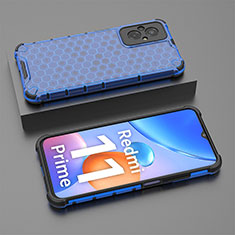 Silikon Schutzhülle Rahmen Tasche Hülle Durchsichtig Transparent 360 Grad Ganzkörper AM2 für Xiaomi Redmi 11 Prime 4G Blau
