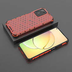 Silikon Schutzhülle Rahmen Tasche Hülle Durchsichtig Transparent 360 Grad Ganzkörper AM3 für Realme 10 4G Rot