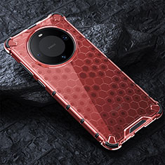 Silikon Schutzhülle Rahmen Tasche Hülle Durchsichtig Transparent 360 Grad Ganzkörper AM4 für Huawei Mate 60 Pro Rot