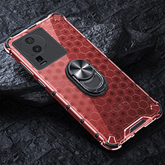 Silikon Schutzhülle Rahmen Tasche Hülle Durchsichtig Transparent 360 Grad Ganzkörper AM4 für Vivo iQOO Neo7 5G Rot