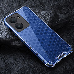 Silikon Schutzhülle Rahmen Tasche Hülle Durchsichtig Transparent 360 Grad Ganzkörper AM4 für Vivo iQOO Z7 5G Blau