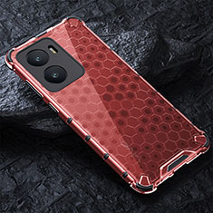 Silikon Schutzhülle Rahmen Tasche Hülle Durchsichtig Transparent 360 Grad Ganzkörper AM4 für Vivo iQOO Z7 5G Rot