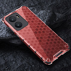 Silikon Schutzhülle Rahmen Tasche Hülle Durchsichtig Transparent 360 Grad Ganzkörper AM4 für Vivo Y56 5G Rot
