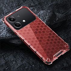 Silikon Schutzhülle Rahmen Tasche Hülle Durchsichtig Transparent 360 Grad Ganzkörper AM4 für Xiaomi Redmi Note 13R Pro 5G Rot